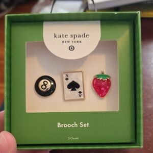 Kate Spade Black and Red Brooch Trio